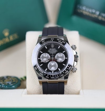 Rolex Daytona Wei Gold Oysterflex Schwarz - 12 2023 - Lc100 - Wie Neu - Fullset