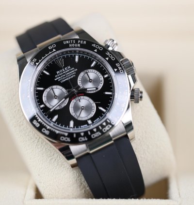 Rolex Daytona Wei Gold Oysterflex Schwarz - 12 2023 - Lc100 - Wie Neu - Fullset