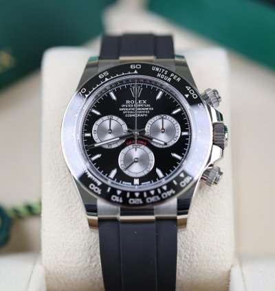 Rolex Daytona Wei Gold Oysterflex Schwarz - 12 2023 - Lc100 - Wie Neu - Fullset
