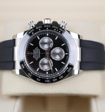 Rolex Daytona Wei Gold Oysterflex Schwarz - 12 2023 - Lc100 - Wie Neu - Fullset
