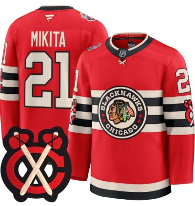 Stan Mikita Jersey 21 Chicago Blackhawks Winter Classic Patch Stitched Red