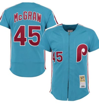 Philadelphia Phillies Tug Mcgraw Blue 1980 Throwback Jersey
