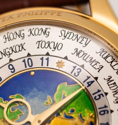 Patek Philippe World Time Cloisonn Ref 5131j-001 18k Yellow Gold Folding Clasp Box Papers Bj-2010 Excellent