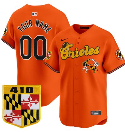 Custom Baltimore Orioles Jersey 410 Chesapeake Crab Patch Premier Limited Stitched Orange