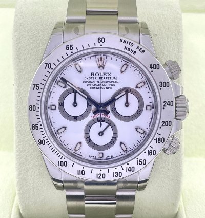 Rolex Daytona White Aph Dial New Unworn Fully Stickers Qr Code Full Set Box Papers - Long Clasp
