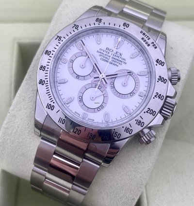 Rolex Daytona White Aph Dial New Unworn Fully Stickers Qr Code Full Set Box Papers - Long Clasp