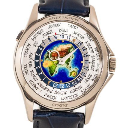 Patek Philippe World Time Cloisonn Ref-5131g-001 18k White Gold Folding Clasp Box Papers Bj-2011 Germany Excellent