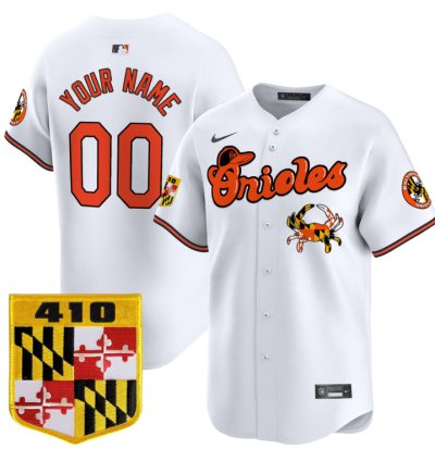 Custom Baltimore Orioles Jersey 410 Chesapeake Crab Patch Premier Limited Stitched White