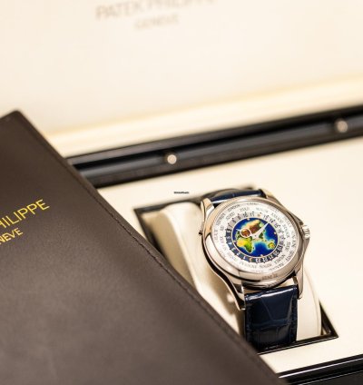 Patek Philippe World Time Cloisonn Ref-5131g-001 18k White Gold Folding Clasp Box Papers Bj-2011 Germany Excellent