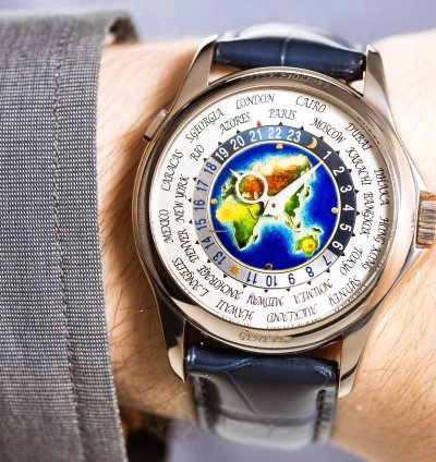 Patek Philippe World Time Cloisonn Ref-5131g-001 18k White Gold Folding Clasp Box Papers Bj-2011 Germany Excellent