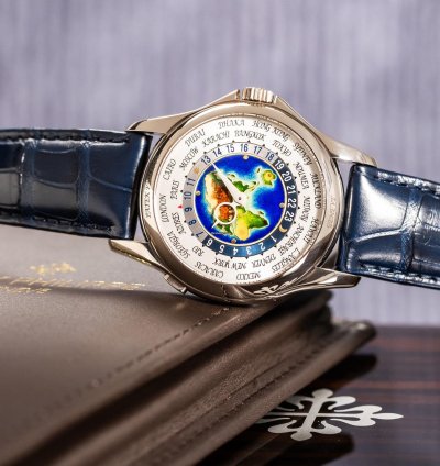 Patek Philippe World Time Cloisonn Ref-5131g-001 18k White Gold Folding Clasp Box Papers Bj-2011 Germany Excellent