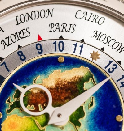 Patek Philippe World Time Cloisonn Ref-5131g-001 18k White Gold Folding Clasp Box Papers Bj-2011 Germany Excellent