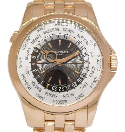 Patek Philippe World Time Complications 18k Rose Gold Mens 39 5mm Watch 5130 1r