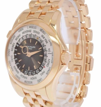 Patek Philippe World Time Complications 18k Rose Gold Mens 39 5mm Watch 5130 1r