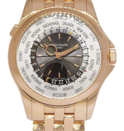 Patek Philippe World Time Complications 18k Rose Gold Mens 39 5mm Watch 5130 1r