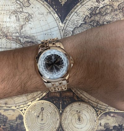 Patek Philippe World Time Complications 18k Rose Gold Mens 39 5mm Watch 5130 1r