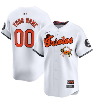 Custom Baltimore Orioles Jersey Maryland Blue Crab Vapor Premier Limited Stitched White