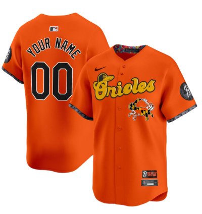 Custom Baltimore Orioles Jersey Maryland Blue Crab Vapor Premier Limited Stitched Orange