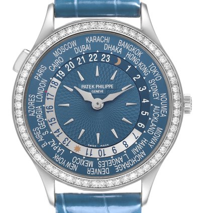 Patek Philippe World Time Complications White Gold Diamond Watch 7130g Box Papers