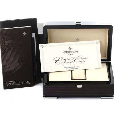 Patek Philippe World Time Complications White Gold Diamond Watch 7130g Box Papers