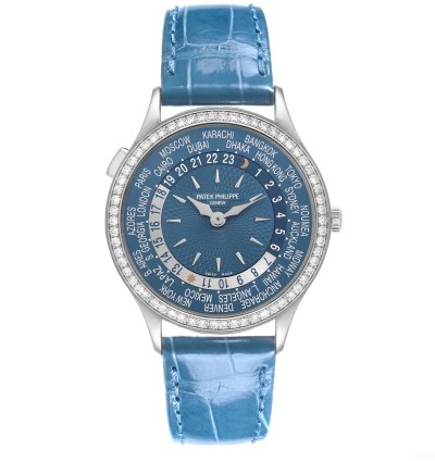 Patek Philippe World Time Complications White Gold Diamond Watch 7130g Box Papers