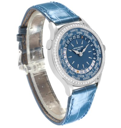 Patek Philippe World Time Complications White Gold Diamond Watch 7130g Box Papers