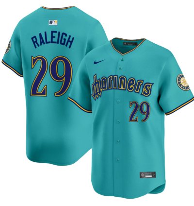 Cal Raleigh Jersey 29 Seattle Mariners 2025 Vapor Premier Limited Stitched Aqua