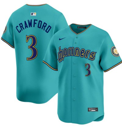 Jp Crawford Jersey 3 Seattle Mariners 2025 Vapor Premier Limited Stitched Aqua