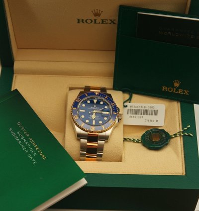 Rolex Submariner Date 126613lb 41mm Date Steel Yellow Gold Two Tone Blue Bezel