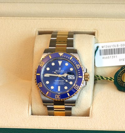 Rolex Submariner Date 126613lb 41mm Date Steel Yellow Gold Two Tone Blue Bezel