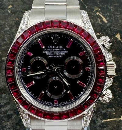 Rolex Daytona White Gold - 116509 - Red Sapphire - 126599tru - Custom Bezel