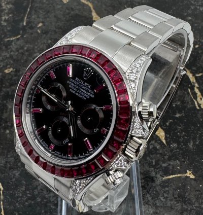 Rolex Daytona White Gold - 116509 - Red Sapphire - 126599tru - Custom Bezel