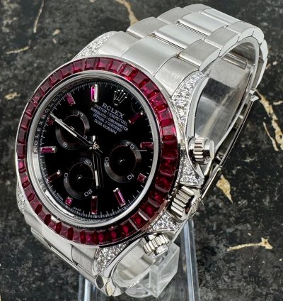 Rolex Daytona White Gold - 116509 - Red Sapphire - 126599tru - Custom Bezel