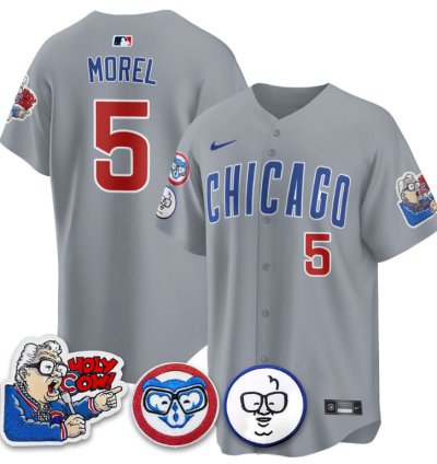 Christopher Morel Jersey 5 Chicago Cubs Harry Caray Holy Cow Patch Premier Limited Stitched Gray