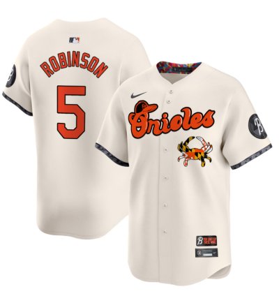 Brooks Robinson Jersey 5 Baltimore Orioles Maryland Blue Crab Vapor Stitched Cream