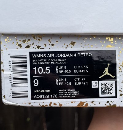 Nike Air Kordan 4 Metallic Gold Size 9 Men 10 5 Women