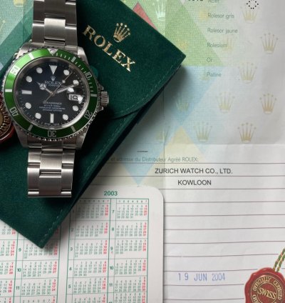 Rolex Submariner Date 2003 Serial Submariner Kermit Mark Flat Four Nos Condition With Papers