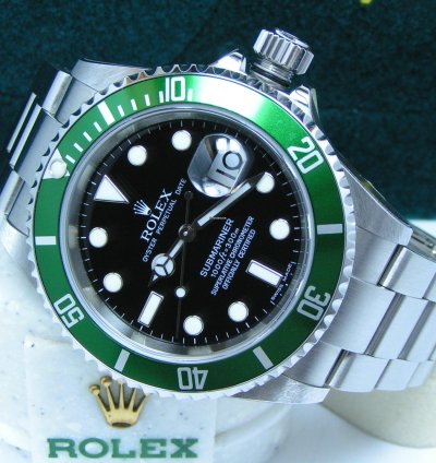 Rolex Submariner Date 2005 Submariner Kermit Nos With Stickers Boxes Papers Black Dial Green Bezel 16610lv