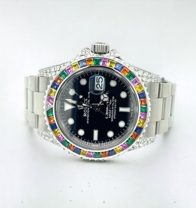 Rolex Submariner Date 41 Mm Black Dial Custom Diamond-set Haribo Bezel Ice Out