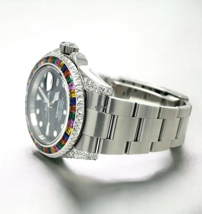 Rolex Submariner Date 41 Mm Black Dial Custom Diamond-set Haribo Bezel Ice Out