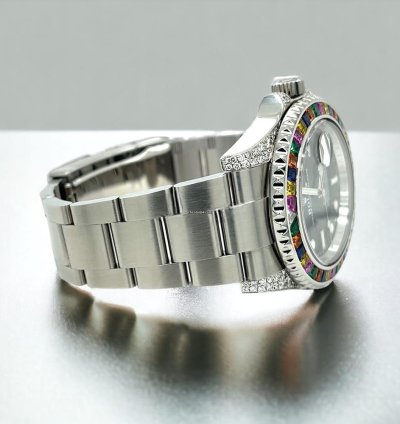 Rolex Submariner Date 41 Mm Black Dial Custom Diamond-set Haribo Bezel Ice Out