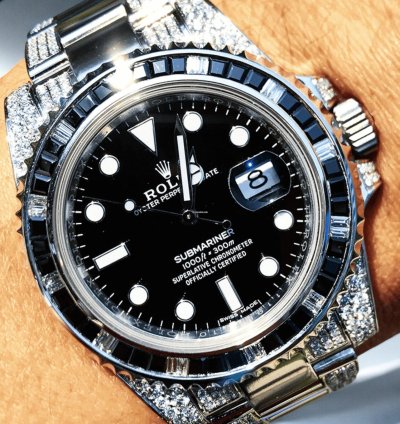 Rolex Submariner Date 41 Mm Oyster Black Dial Custom Diamond-set - Iced Out