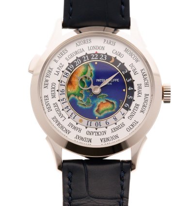 Patek Philippe World Time White Gold World Time Enamel Watch Ref 5231