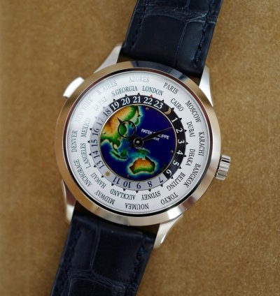 Patek Philippe World Time White Gold World Time Enamel Watch Ref 5231