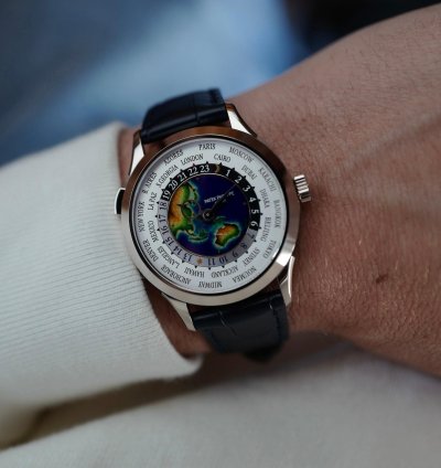 Patek Philippe World Time White Gold World Time Enamel Watch Ref 5231