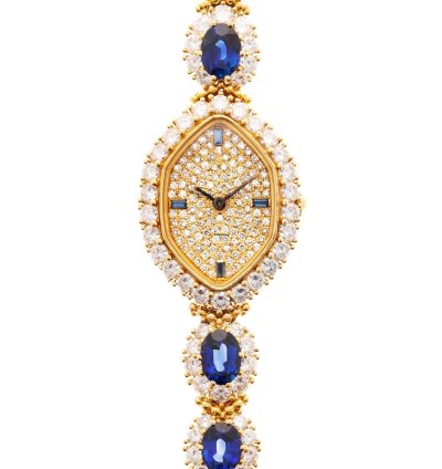 Patek Philippe Yellow Gold Diamond Sapphire Watch Ref 4665