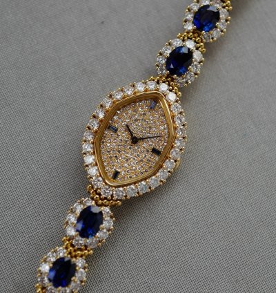 Patek Philippe Yellow Gold Diamond Sapphire Watch Ref 4665