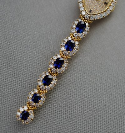 Patek Philippe Yellow Gold Diamond Sapphire Watch Ref 4665