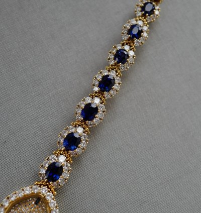 Patek Philippe Yellow Gold Diamond Sapphire Watch Ref 4665
