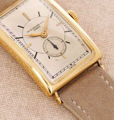 Patek Philippe Yellow Gold Rectangular Watch Ref 10 With Remarkable Engraving Details